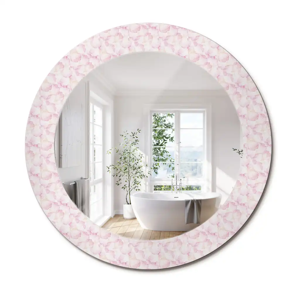 Miroir rond imprimé pétales de fleurs