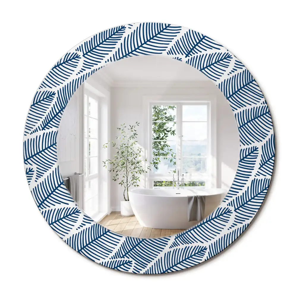 Miroir rond imprimé feuilles