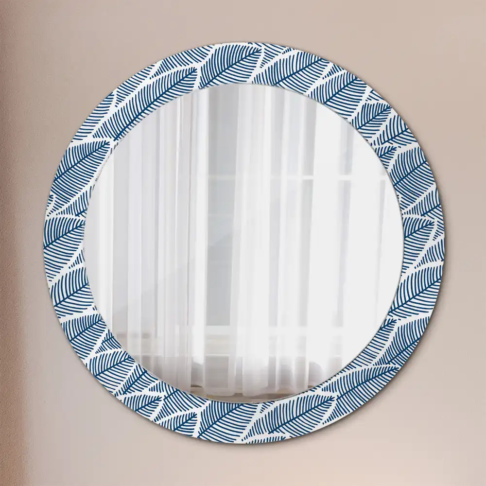 Miroir rond imprimé feuilles
