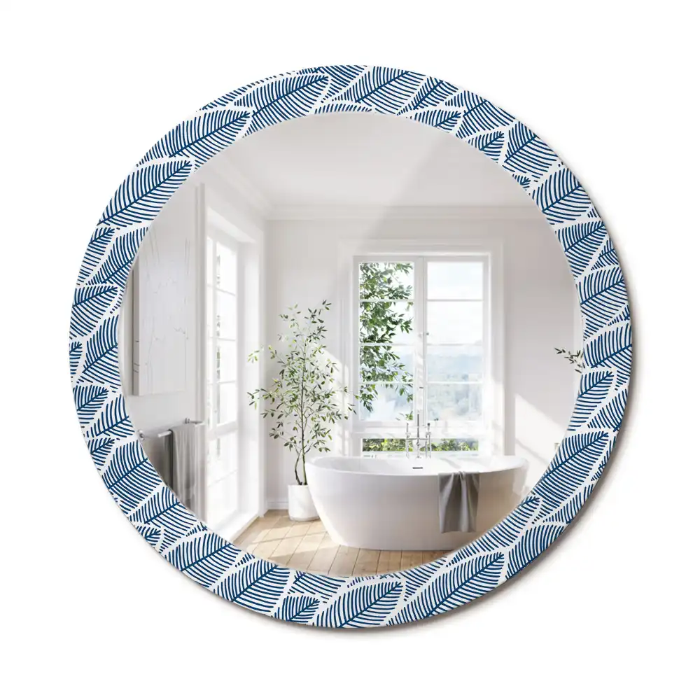 Miroir rond imprimé feuilles
