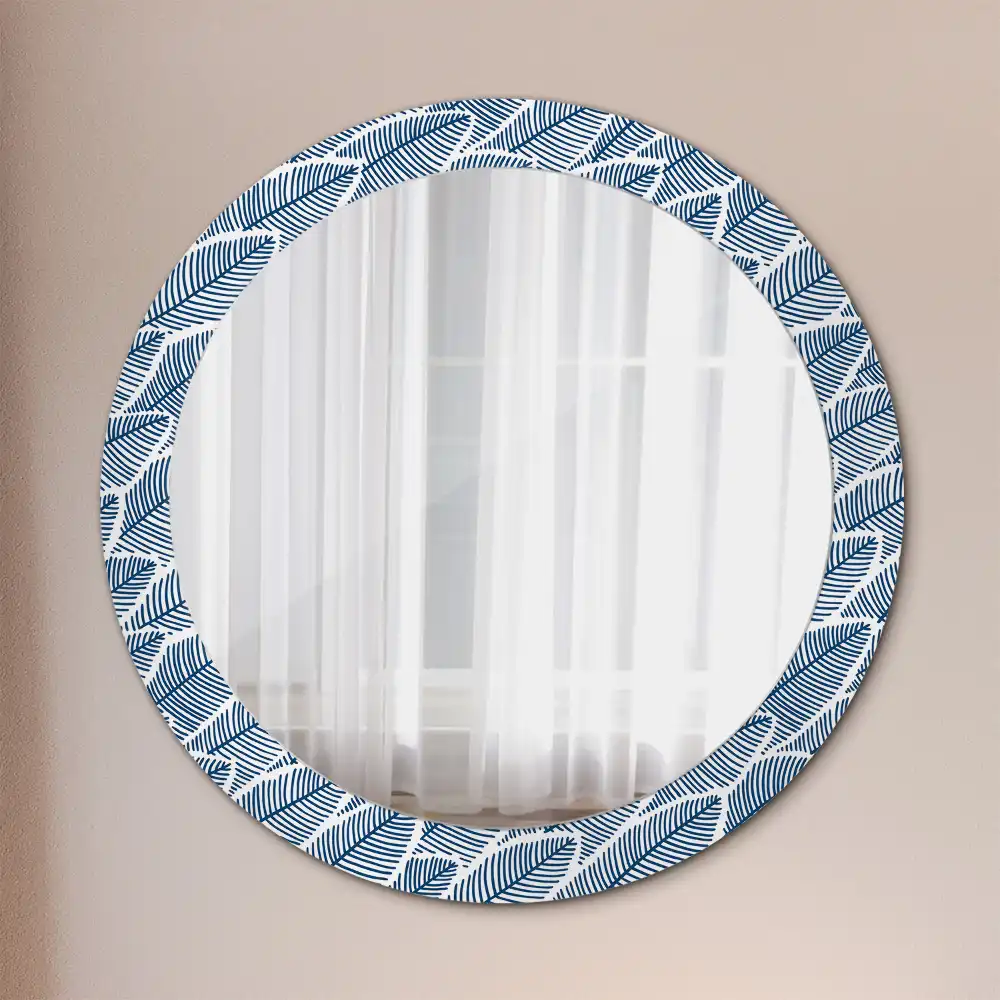 Miroir rond imprimé feuilles
