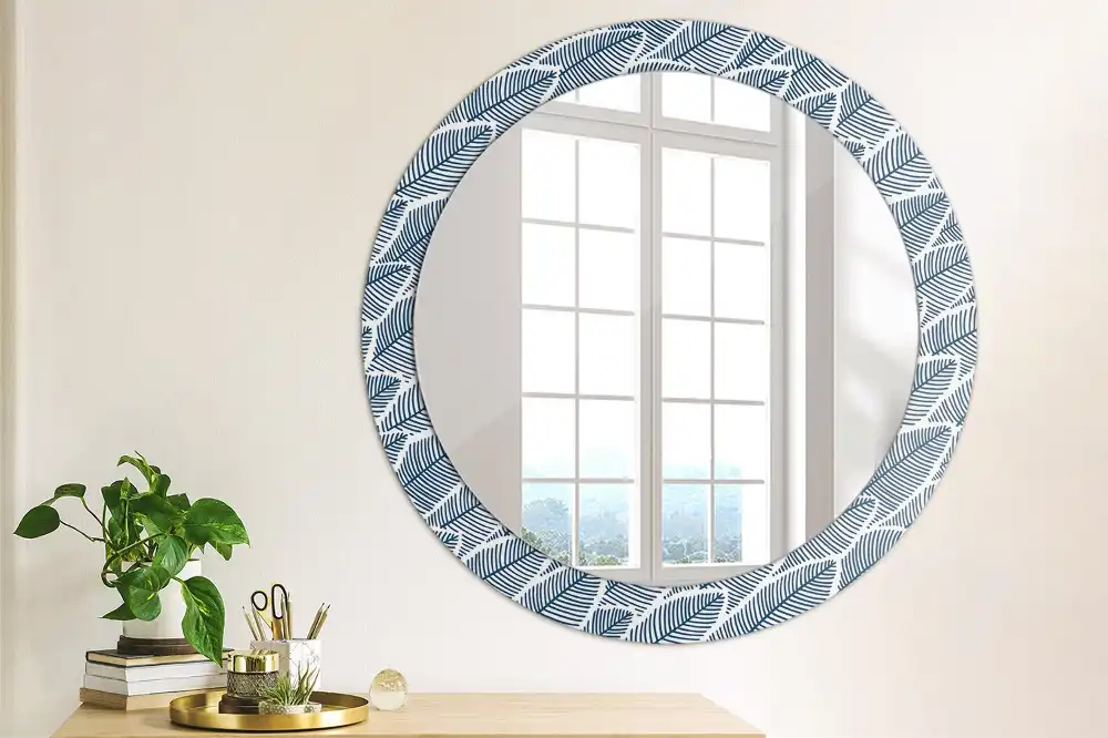 Miroir rond imprimé feuilles