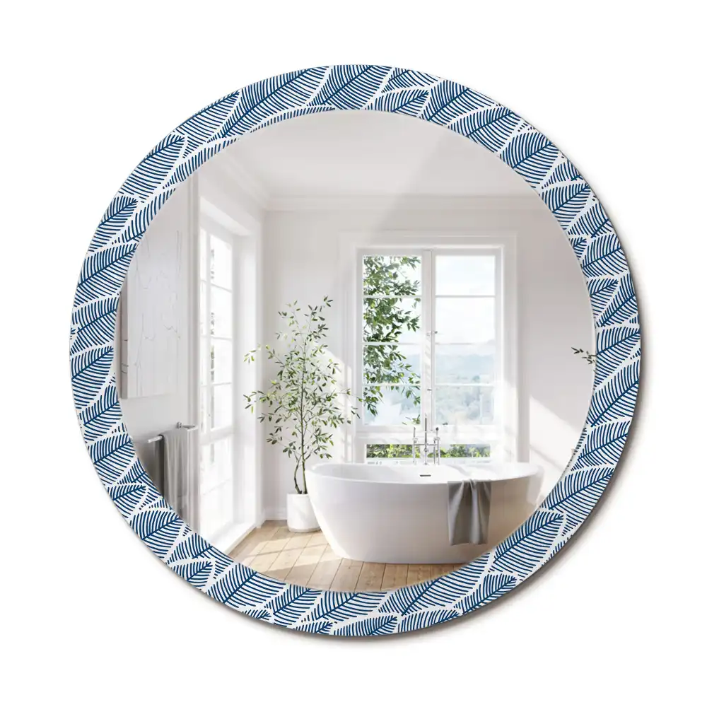 Miroir rond imprimé feuilles