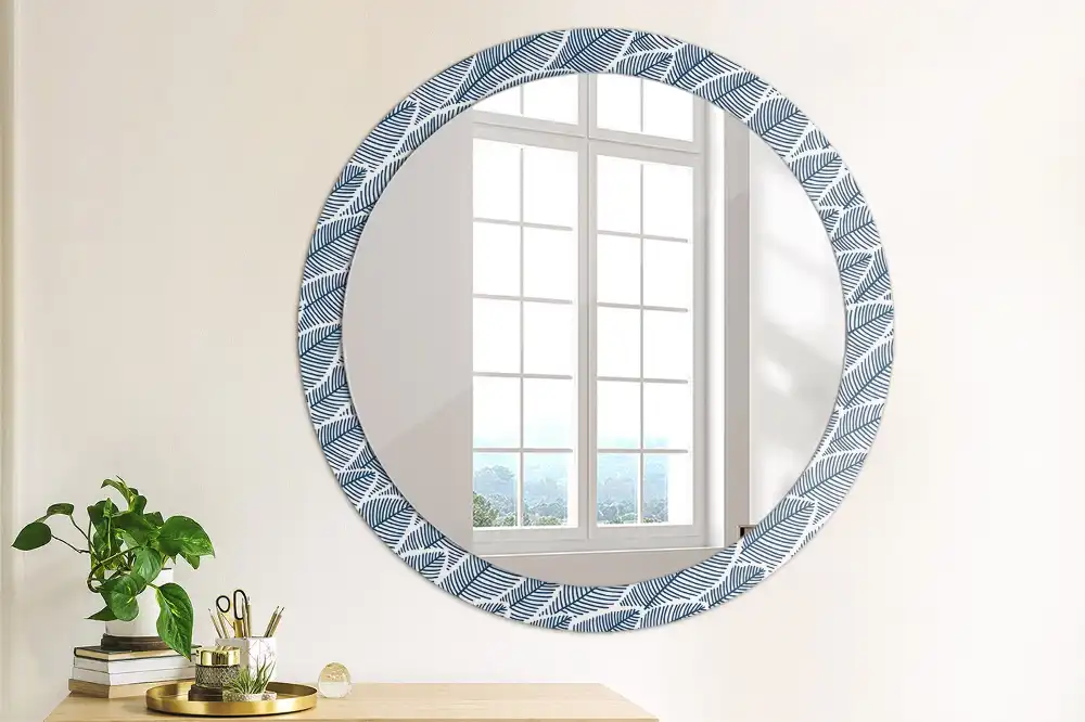 Miroir rond imprimé feuilles