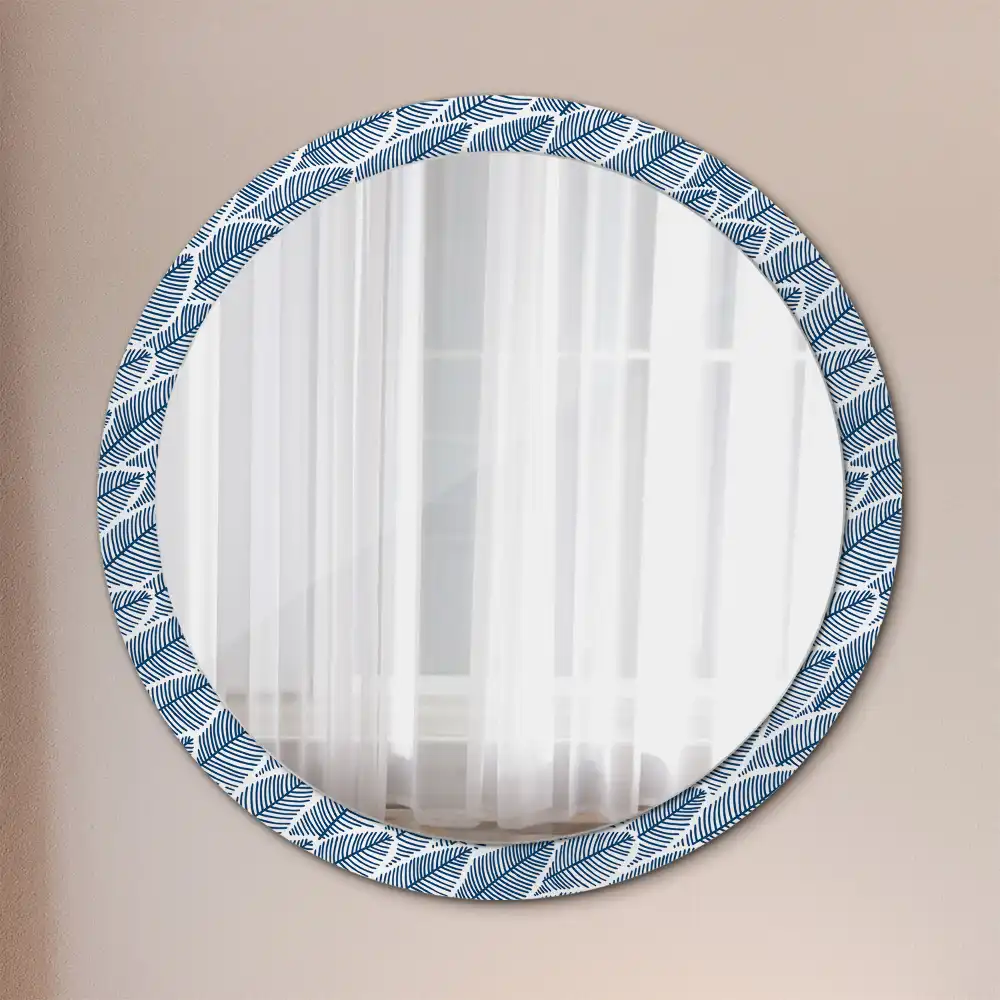 Miroir rond imprimé feuilles