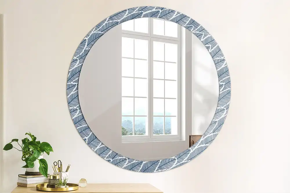 Miroir rond imprimé feuilles