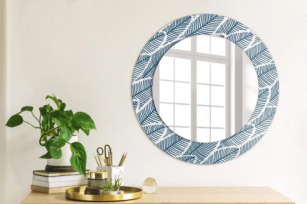 Miroir rond imprimé feuilles