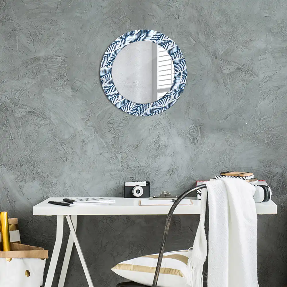 Miroir rond imprimé feuilles