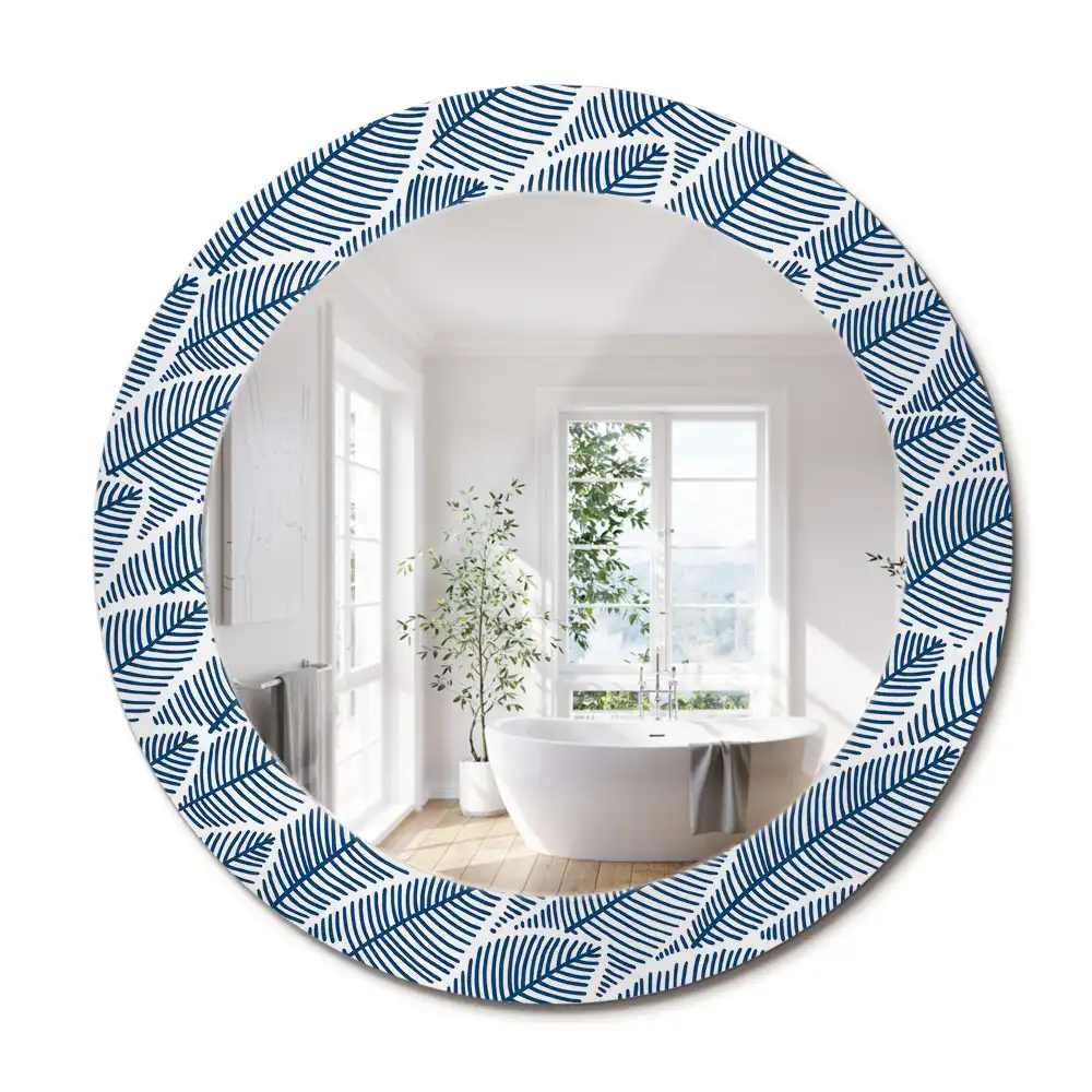 Miroir rond imprimé feuilles