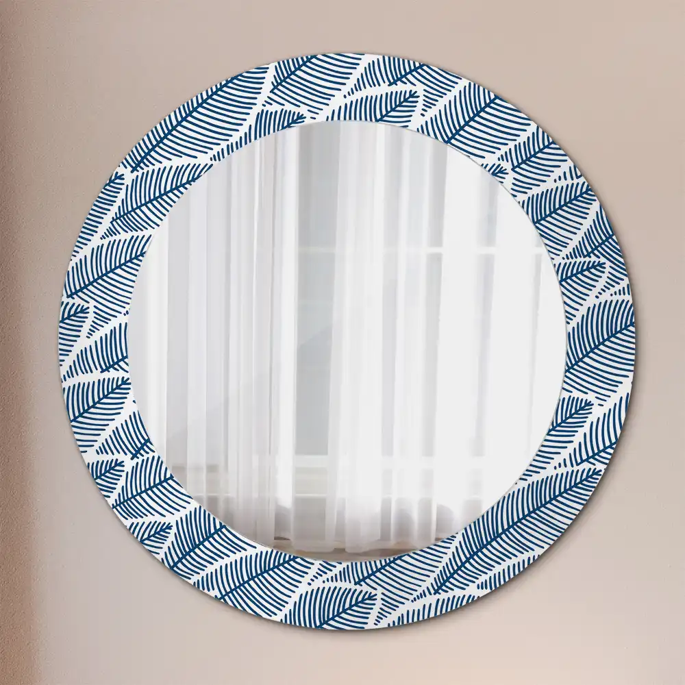 Miroir rond imprimé feuilles