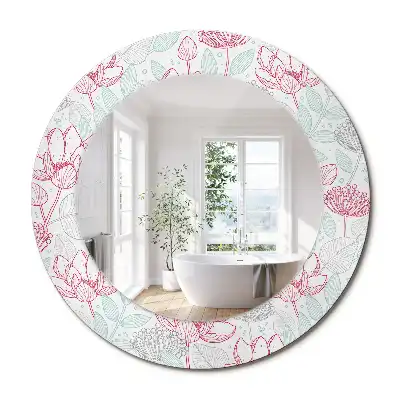 Miroir rond avec décoration fleurs
