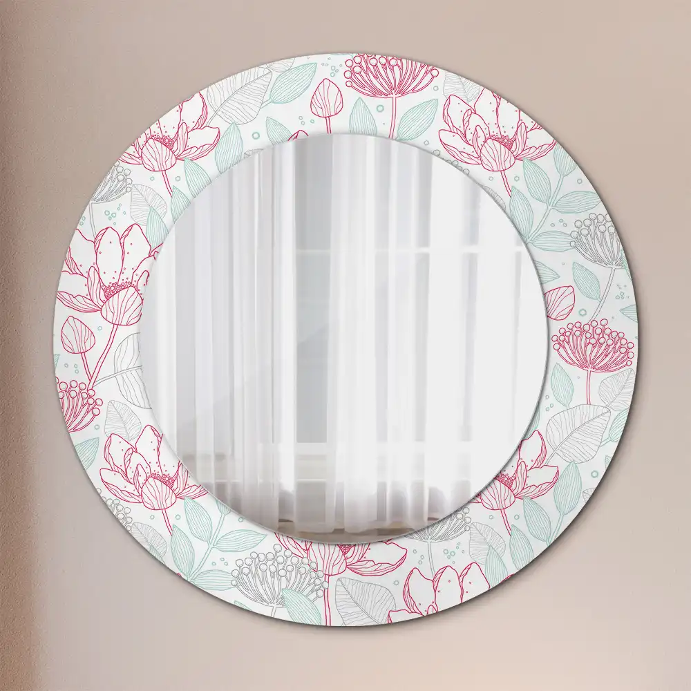 Miroir rond avec décoration fleurs