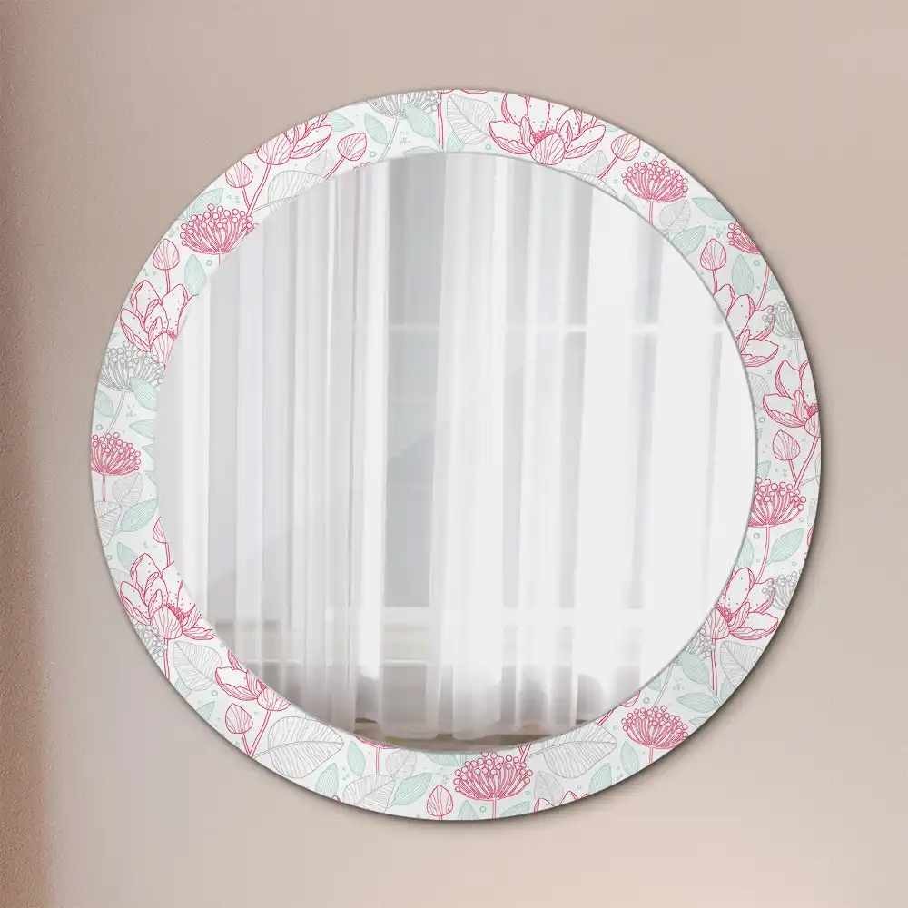 Miroir rond avec décoration fleurs