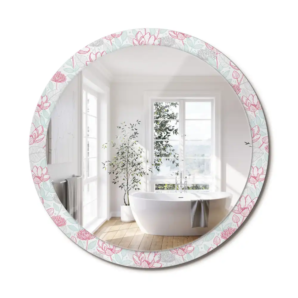 Miroir rond avec décoration fleurs