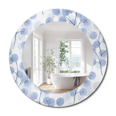 Miroir rond imprimé branches avec feuilles