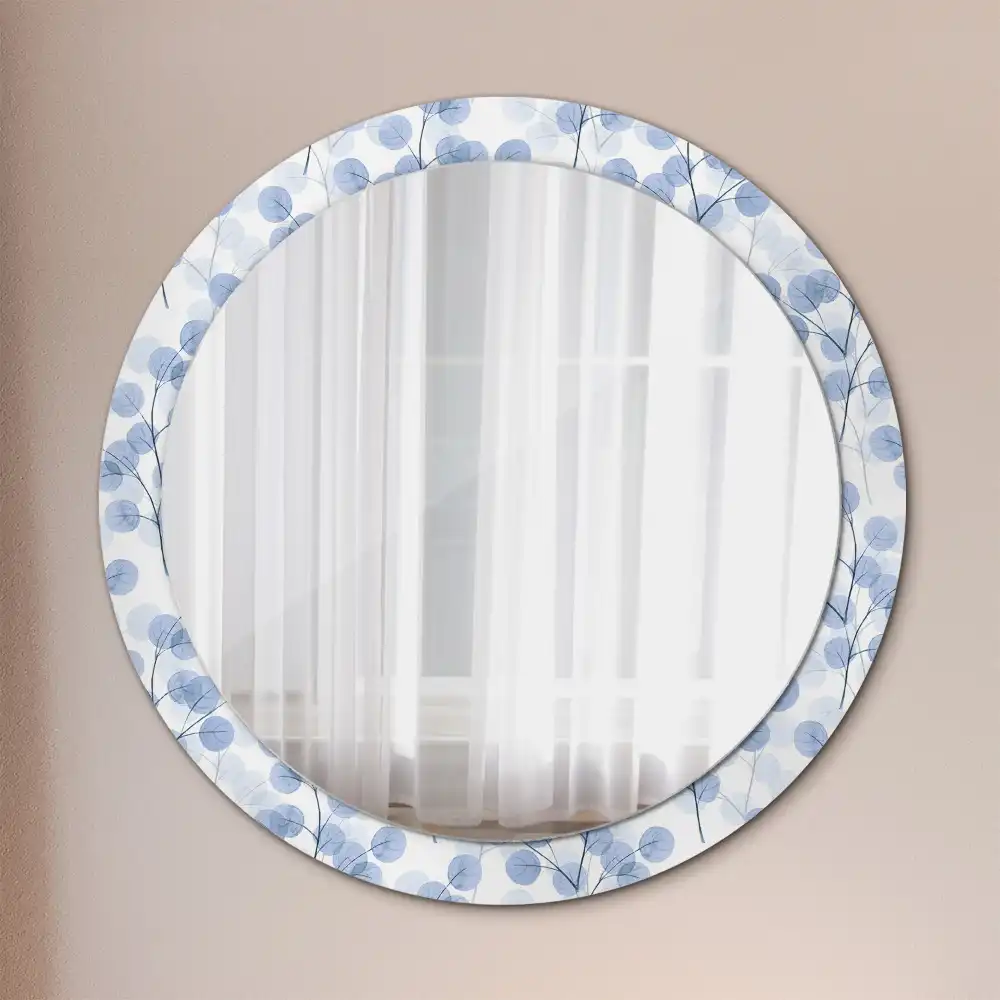 Miroir rond imprimé branches avec feuilles