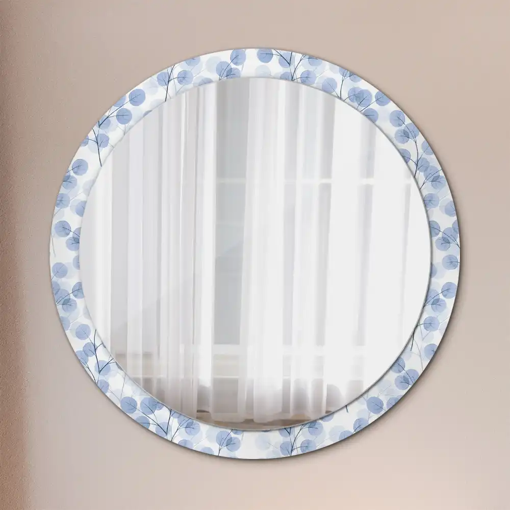 Miroir rond imprimé branches avec feuilles