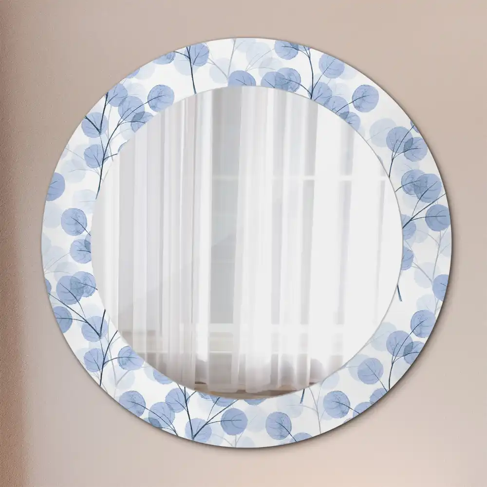 Miroir rond imprimé branches avec feuilles