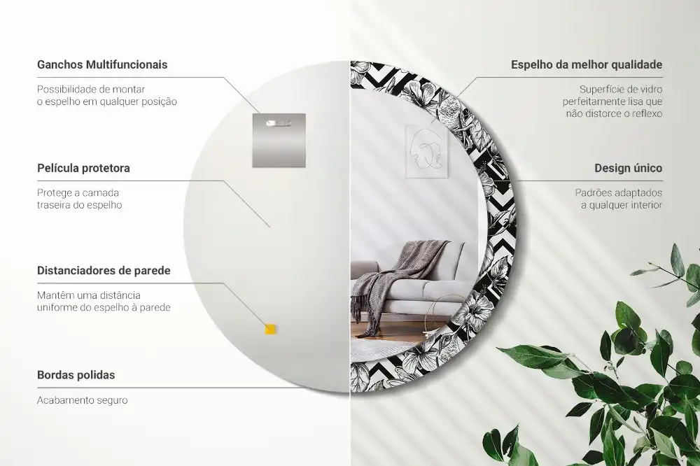 Miroir rond avec décoration colibris