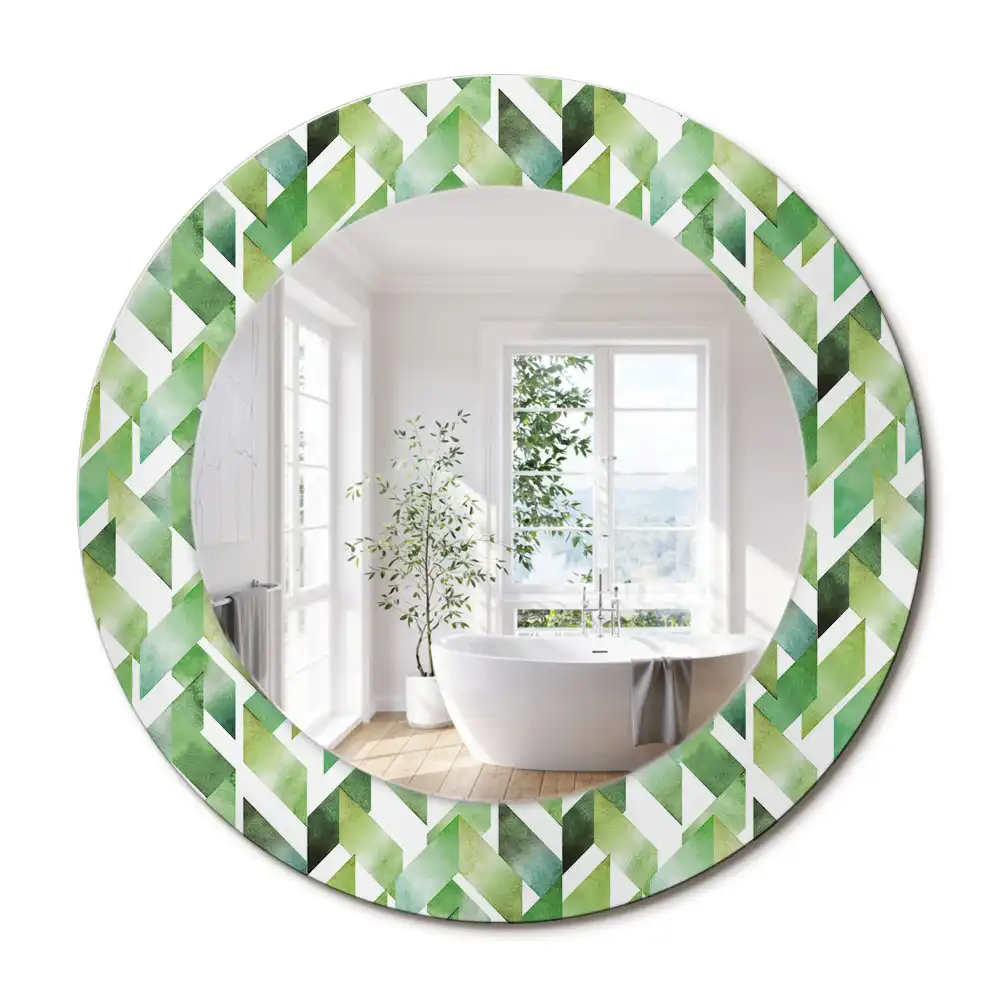 Miroir rond imprimé motif chevron