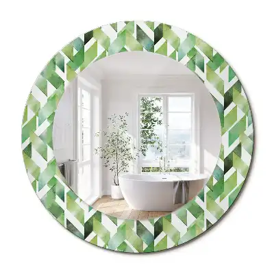 Miroir rond imprimé motif chevron