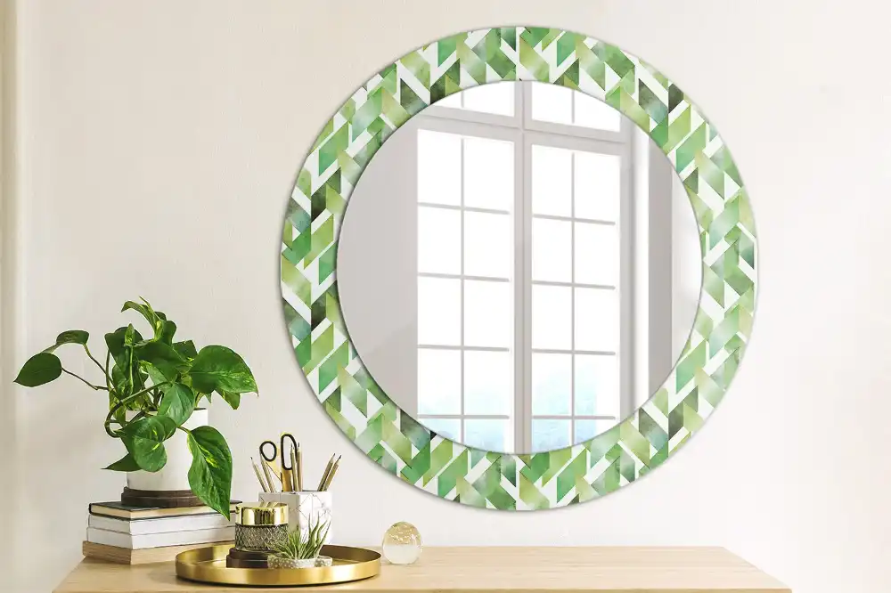 Miroir rond imprimé motif chevron