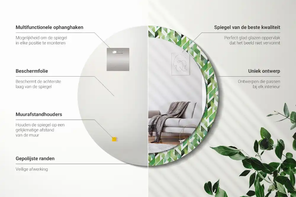 Miroir rond imprimé motif chevron