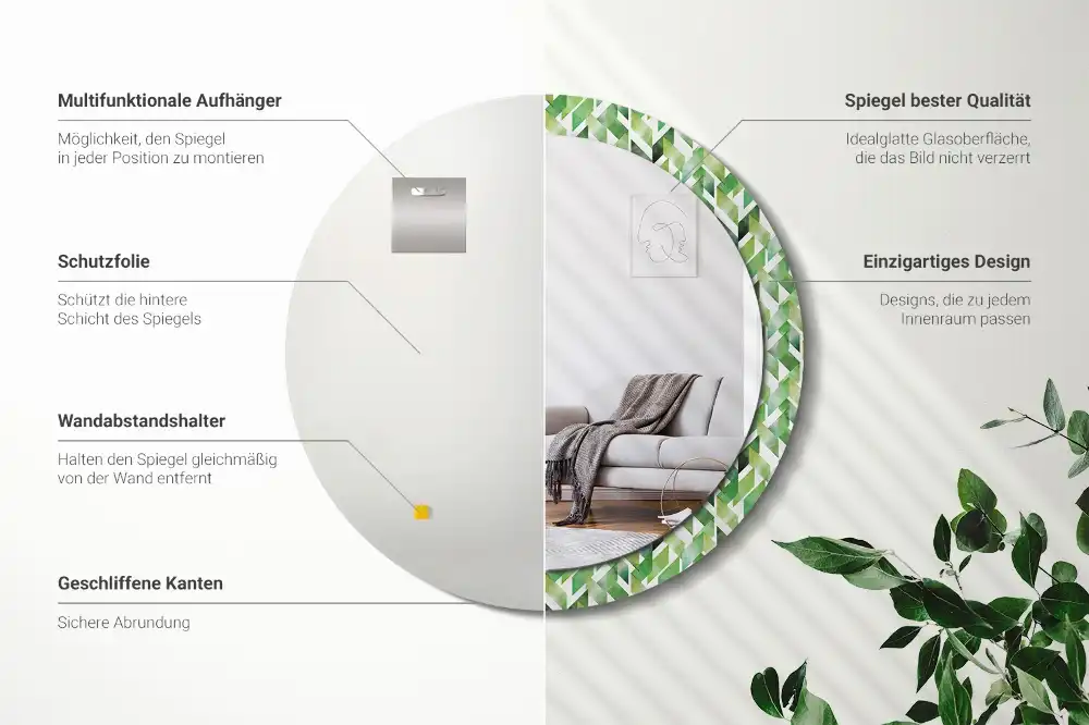 Miroir rond imprimé motif chevron
