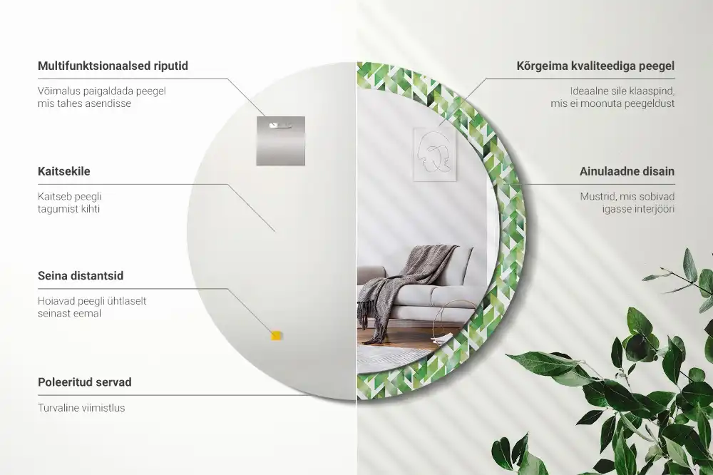 Miroir rond imprimé motif chevron