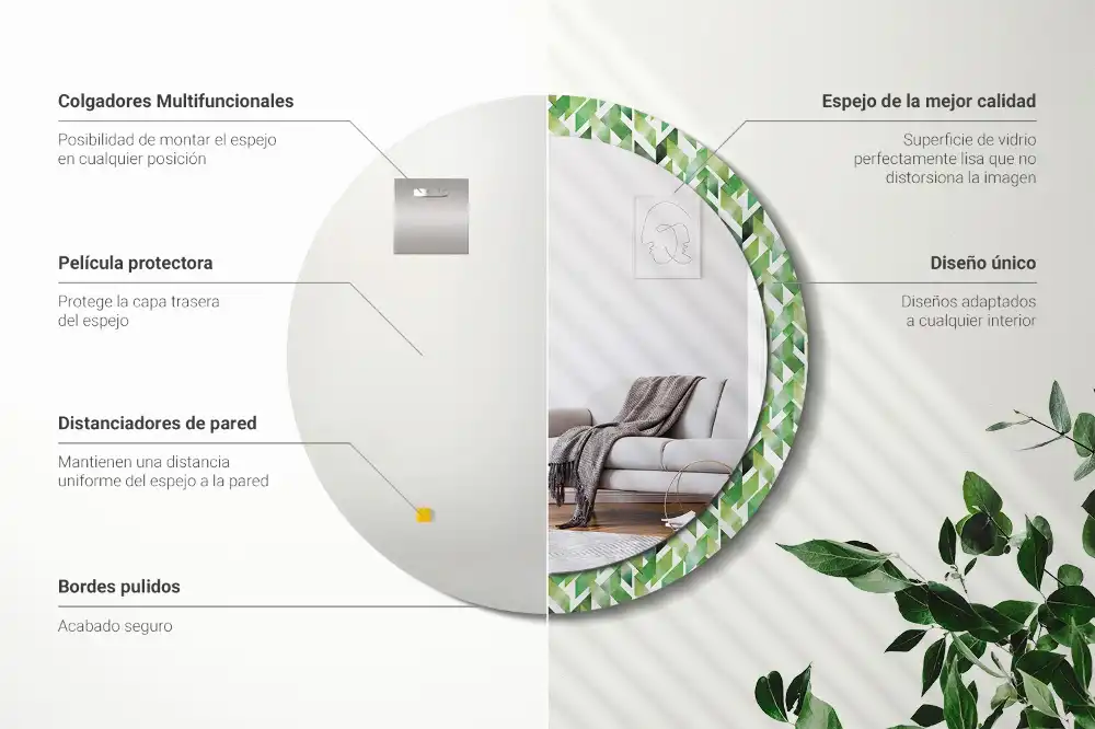 Miroir rond imprimé motif chevron