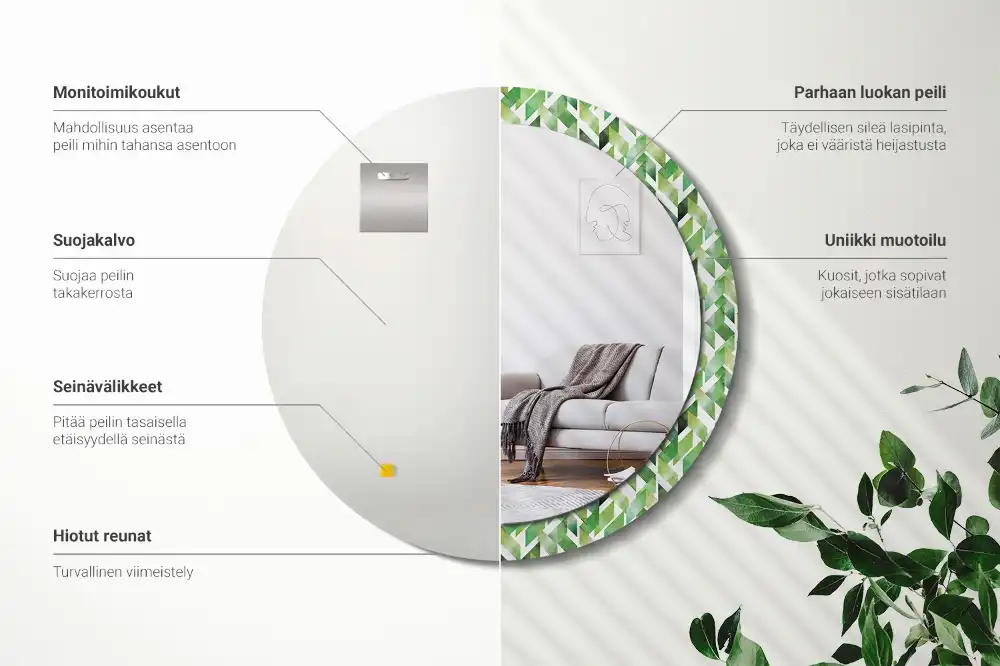 Miroir rond imprimé motif chevron