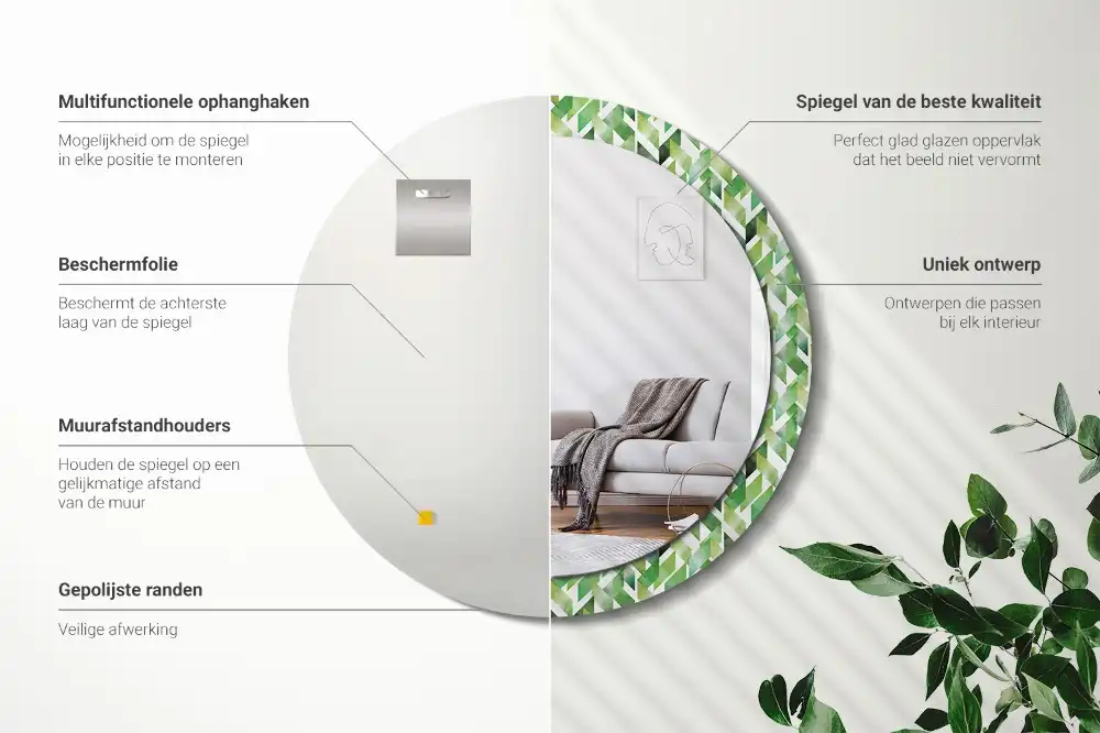 Miroir rond imprimé motif chevron
