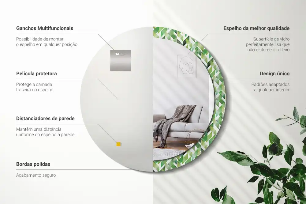 Miroir rond imprimé motif chevron
