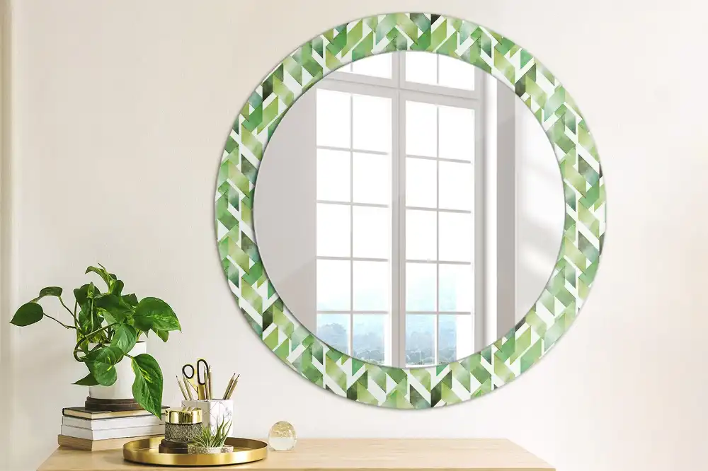Miroir rond imprimé motif chevron