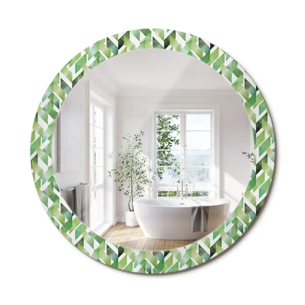 Miroir rond imprimé motif chevron