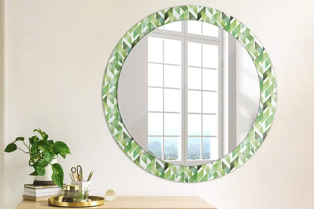 Miroir rond imprimé motif chevron