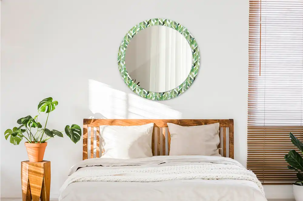 Miroir rond imprimé motif chevron