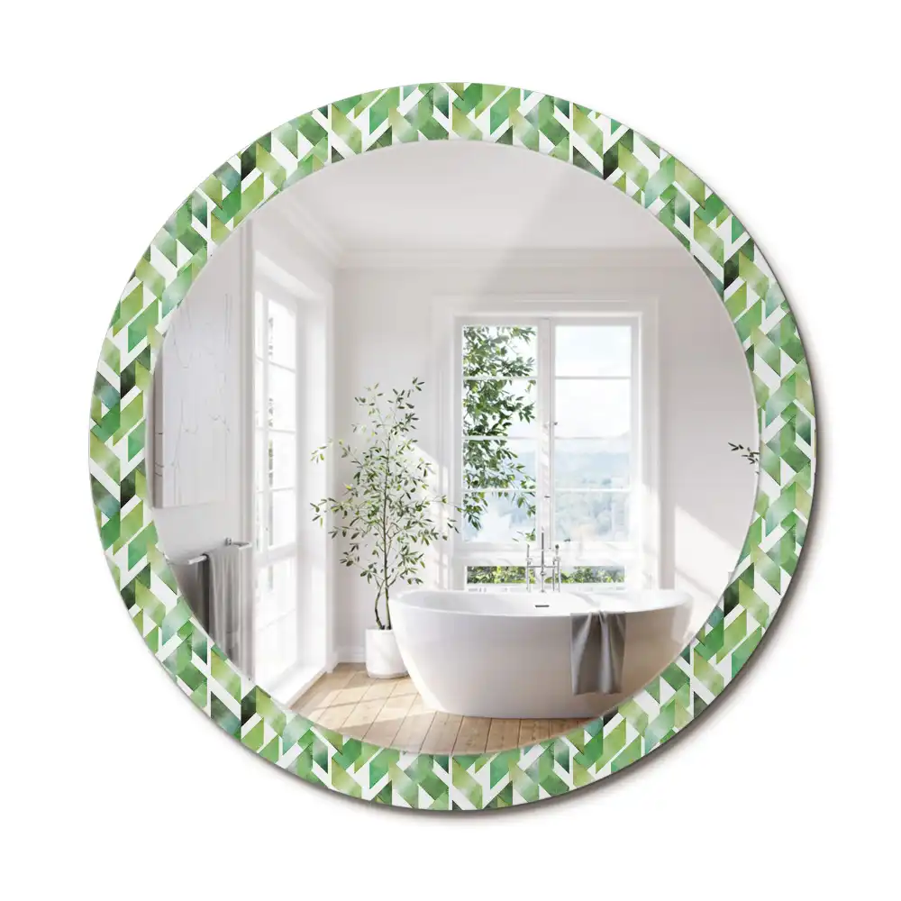 Miroir rond imprimé motif chevron