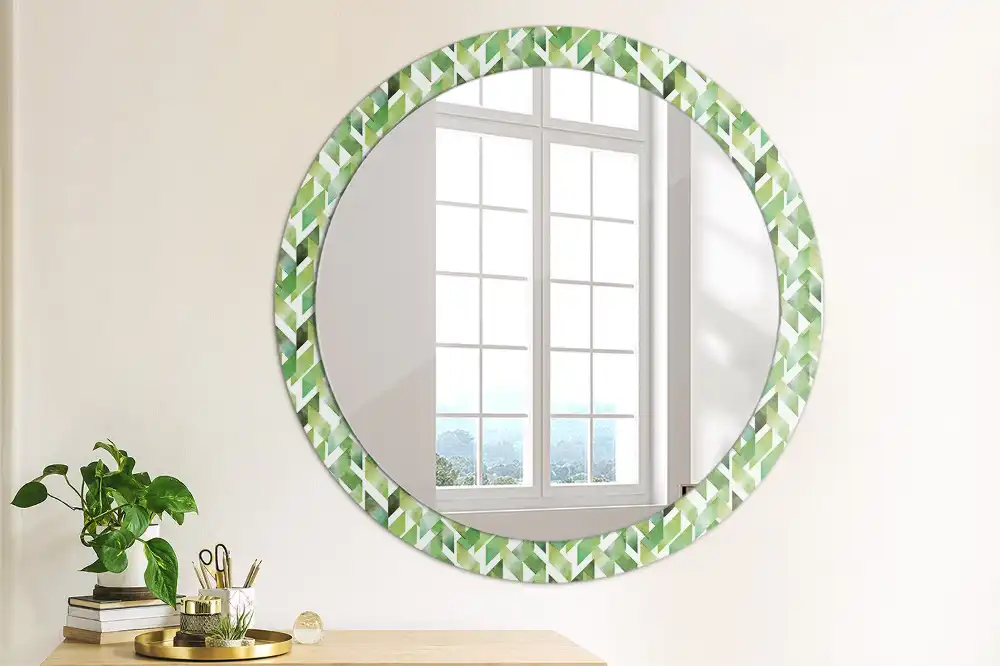 Miroir rond imprimé motif chevron