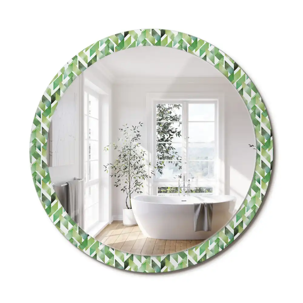 Miroir rond imprimé motif chevron