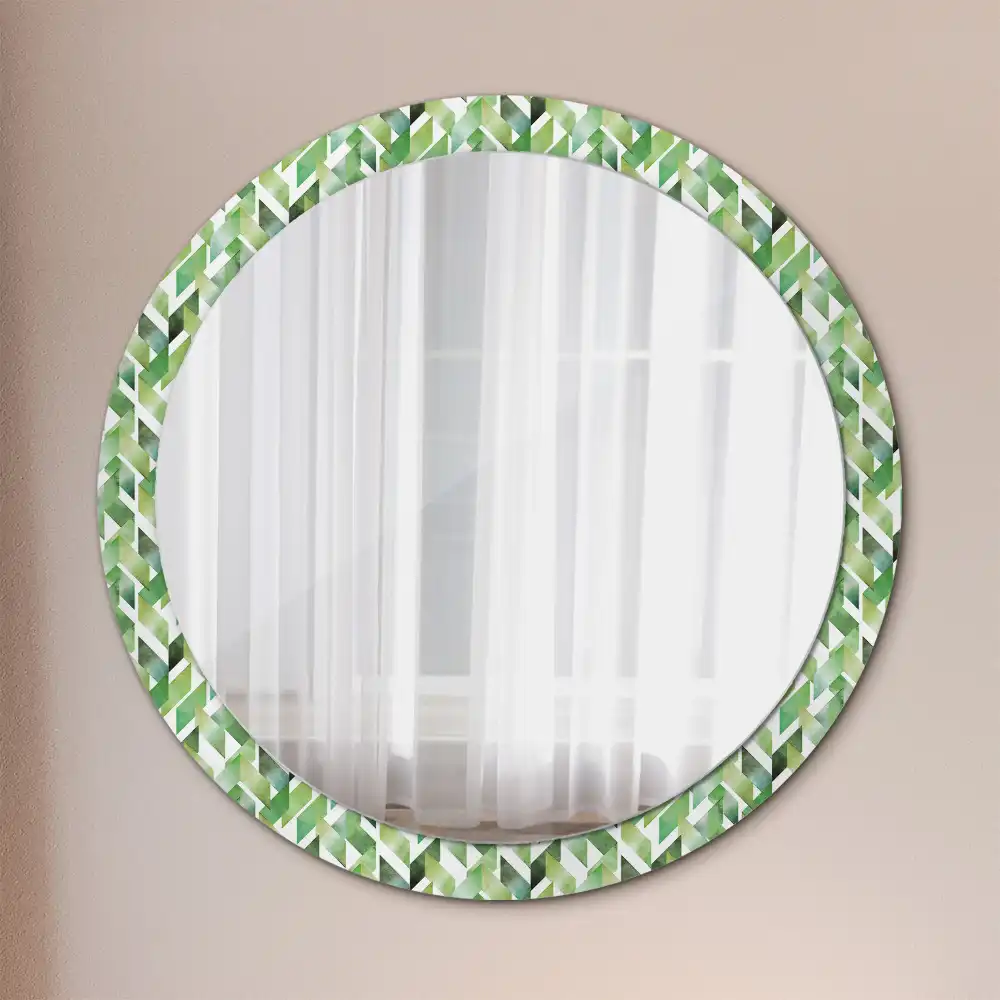 Miroir rond imprimé motif chevron