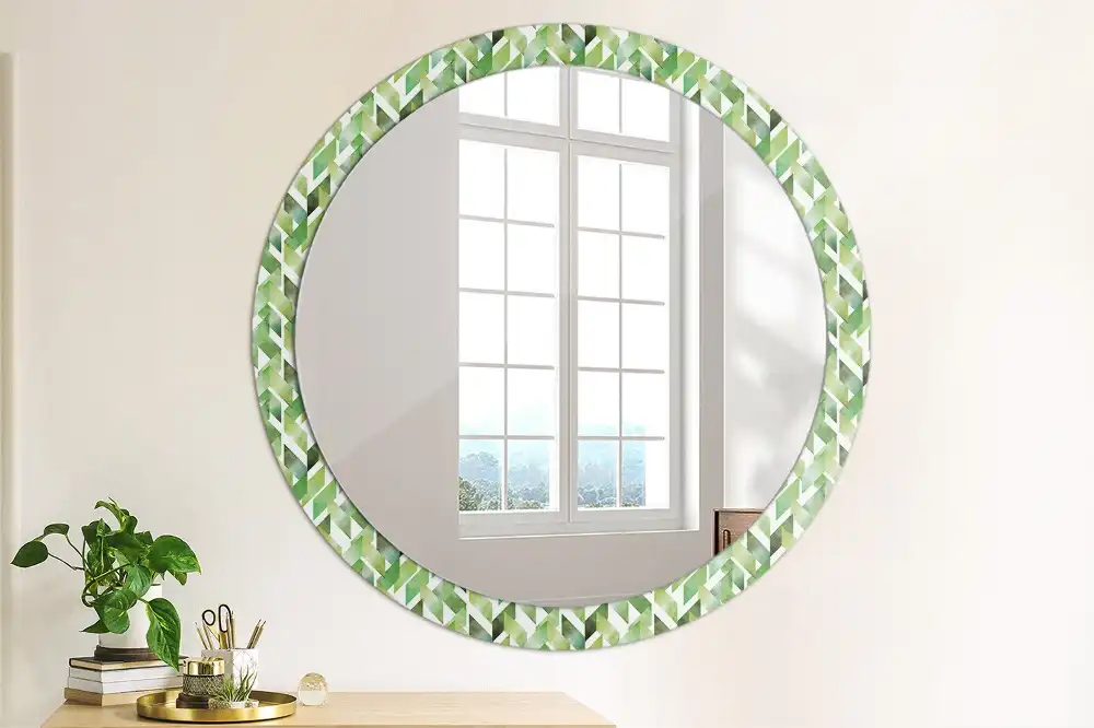 Miroir rond imprimé motif chevron
