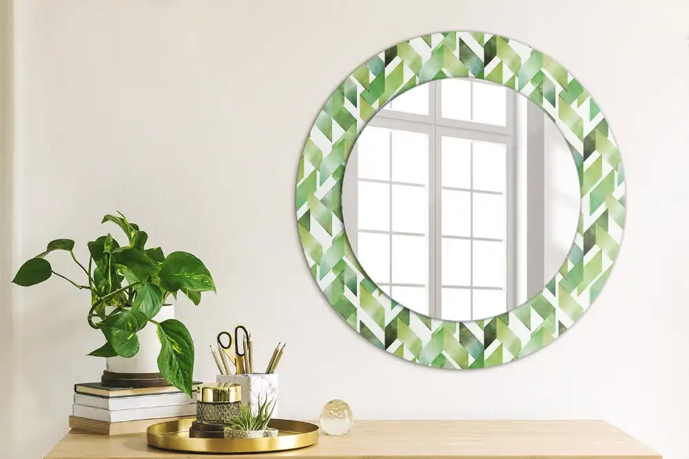 Miroir rond imprimé motif chevron