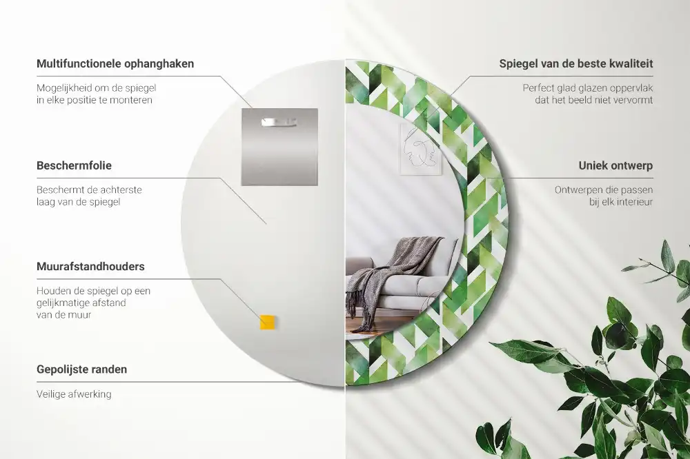 Miroir rond imprimé motif chevron