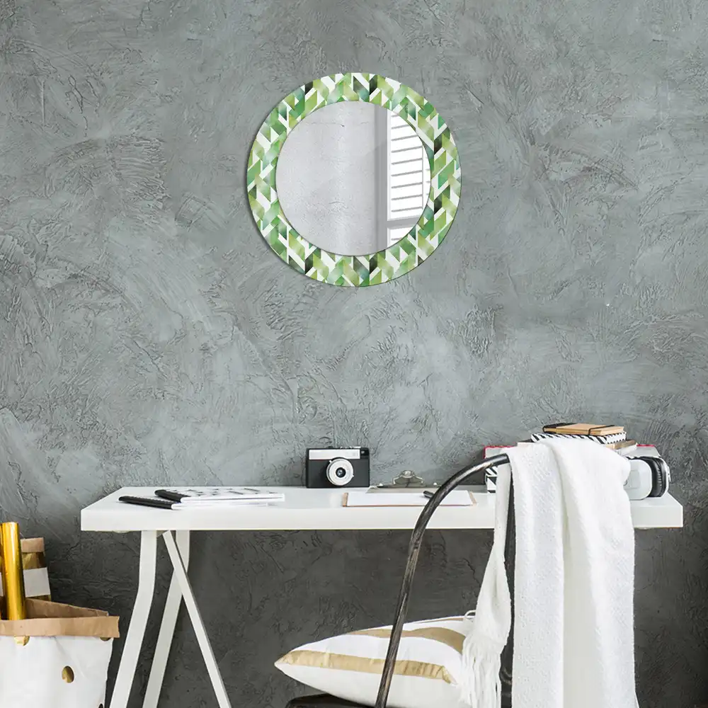 Miroir rond imprimé motif chevron