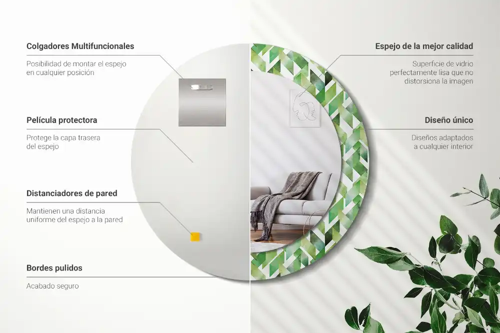 Miroir rond imprimé motif chevron