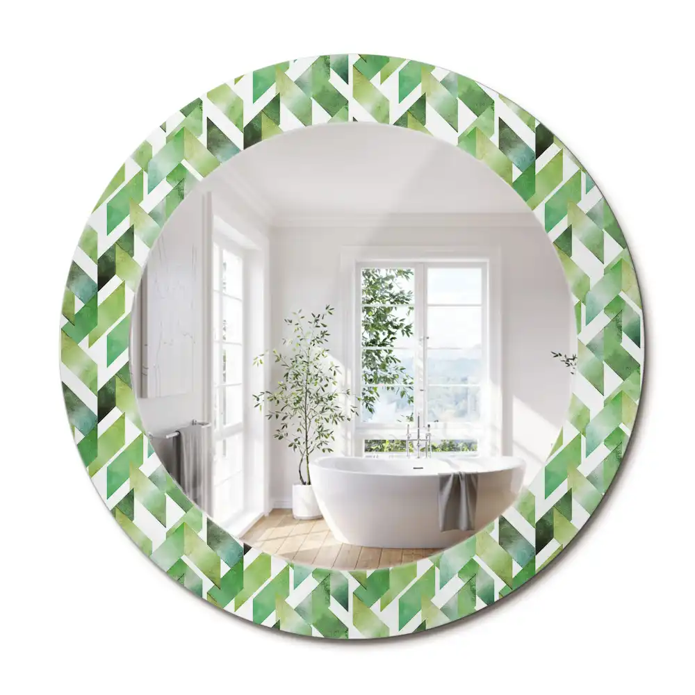 Miroir rond imprimé motif chevron