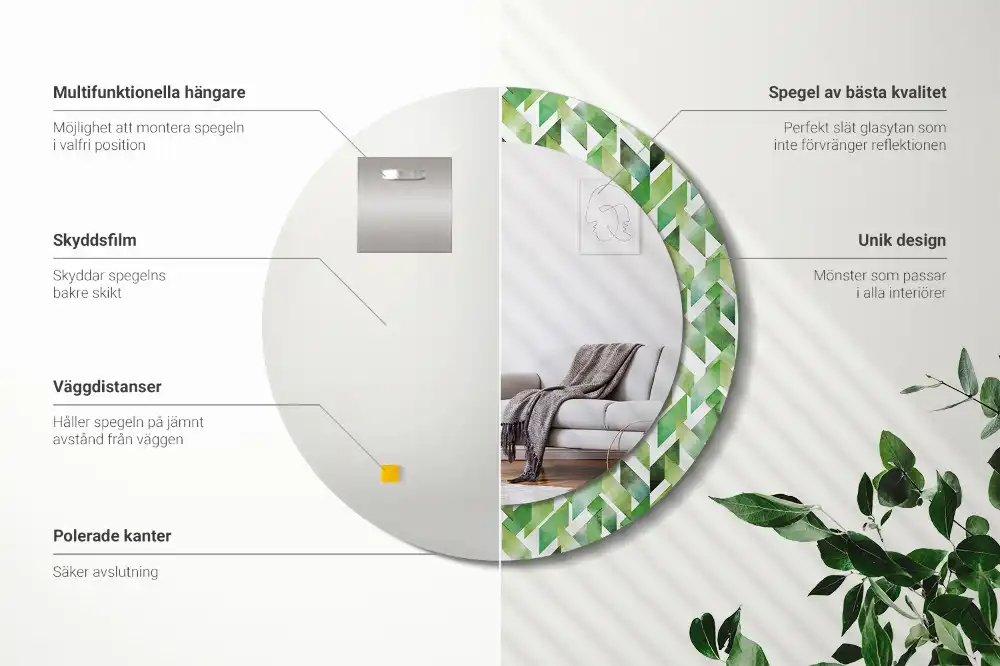 Miroir rond imprimé motif chevron
