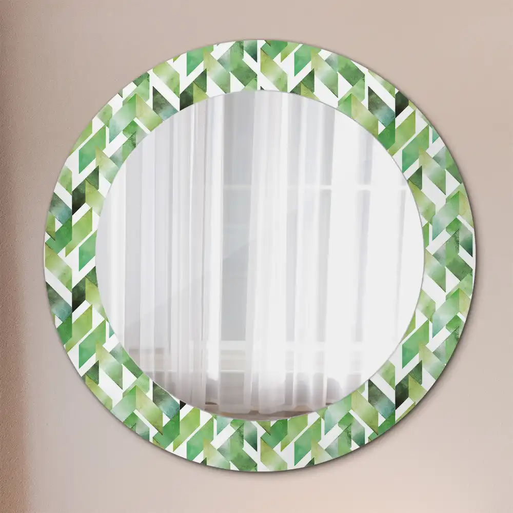 Miroir rond imprimé motif chevron