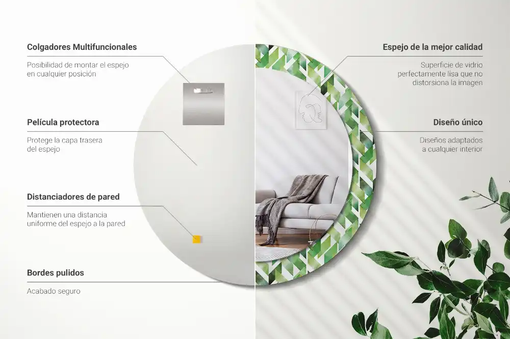 Miroir rond imprimé motif chevron